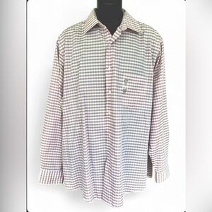 Van Heusen Dress Shirt Mens Wrinkle Free Long Sleeve Fitted Regular Fit Pink Tan